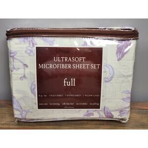 Ultrasoft microfiber sheet set Full 4 Piece 100% polyester Purple Floral